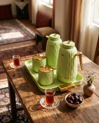 ست فلاسک روی میز چای ایرانی از عکس مغازه (بدون تغییر)
